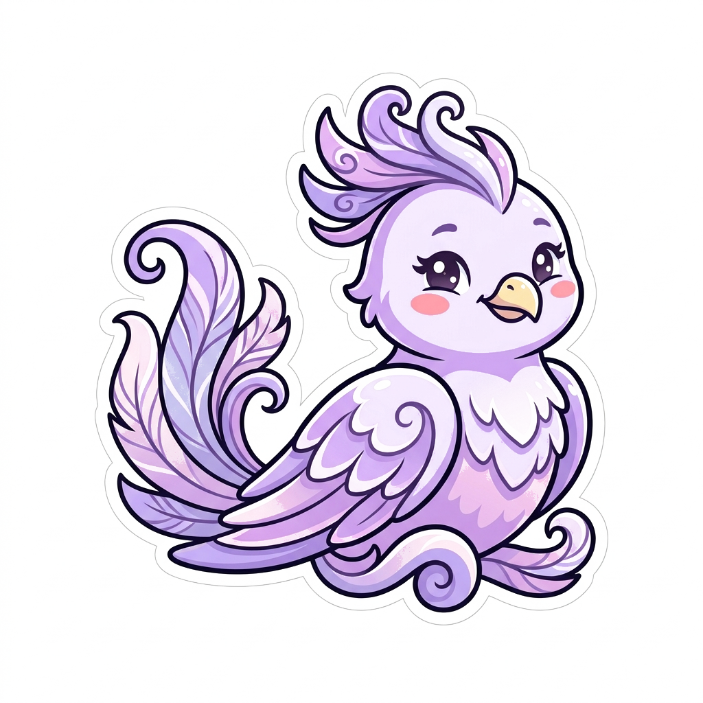 Canonix 2D Cartoon Lavender Chibi Phoenix Sitting