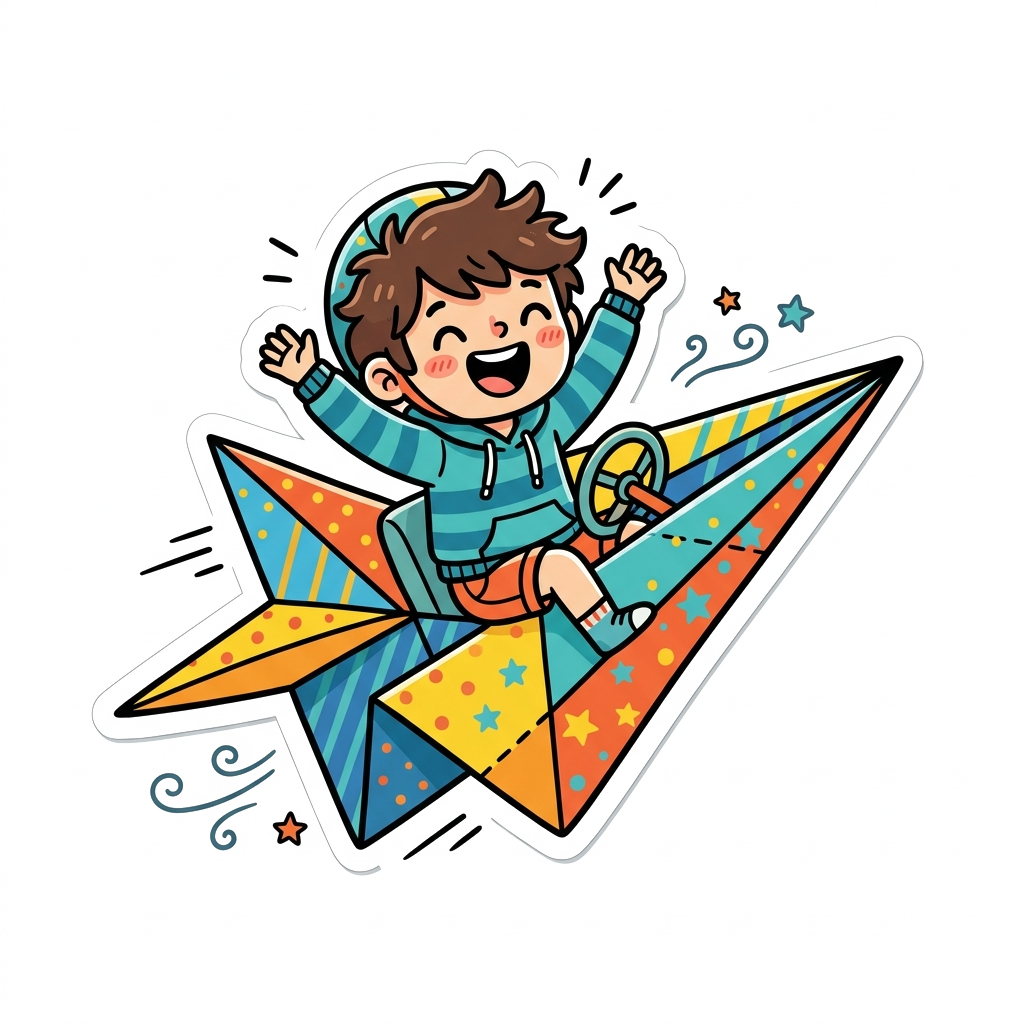 Flying Cartoon Sticker